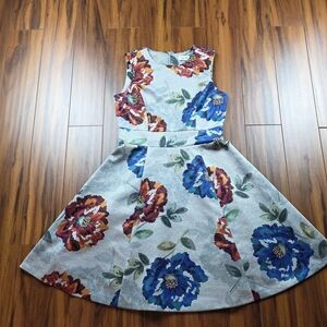CALVIN KLEIN Dress Women's Size 4 Multi Floral Fit & Flare Stretch Cocktail